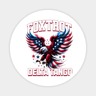 Foxtrot Delta Tango – Patriotic USA Flag Eagle Military Magnet
